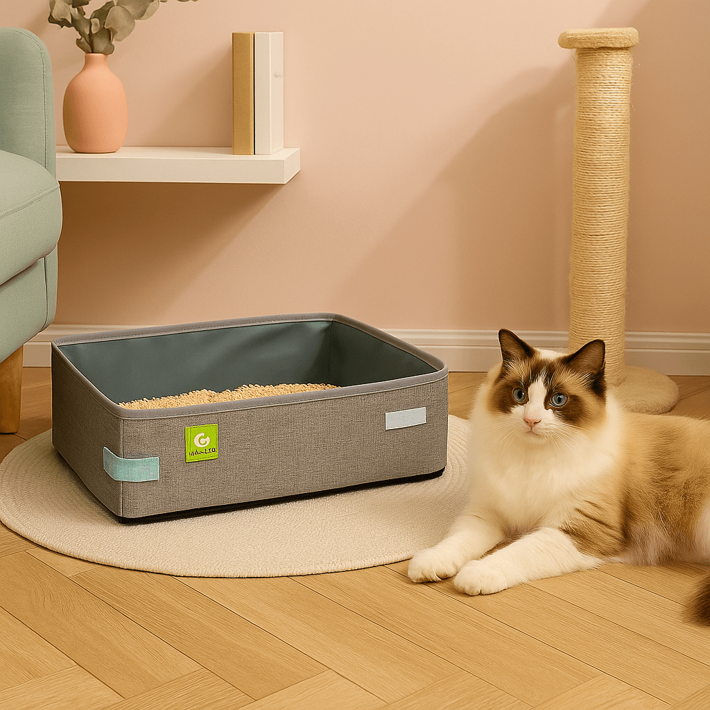 Bac à Litière Chat - NomadLiti™ - Gris - Bien etre felin