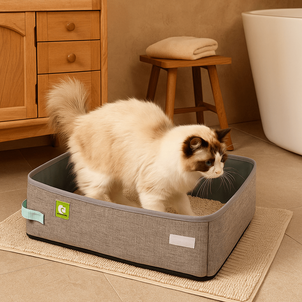 Bac à Litière Chat - NomadLiti™ - Gris - Bien etre felin