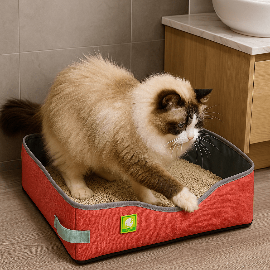 Bac à Litière Chat - NomadLiti™ - Rouge - Bien etre felin