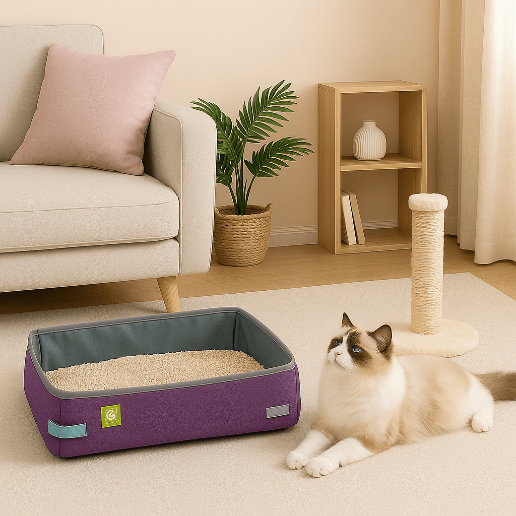 Bac à Litière Chat - NomadLiti™ - Violet - Bien etre felin