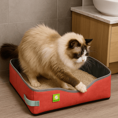 Bac à Litière Chat - NomadLiti™ - Rouge - Bien etre felin